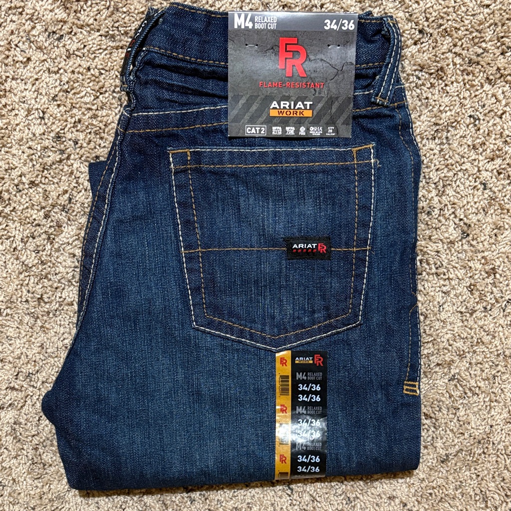 Ariat Mens Relaxed Bootcut Jeans In Dark Indigo With Contrast Stitching